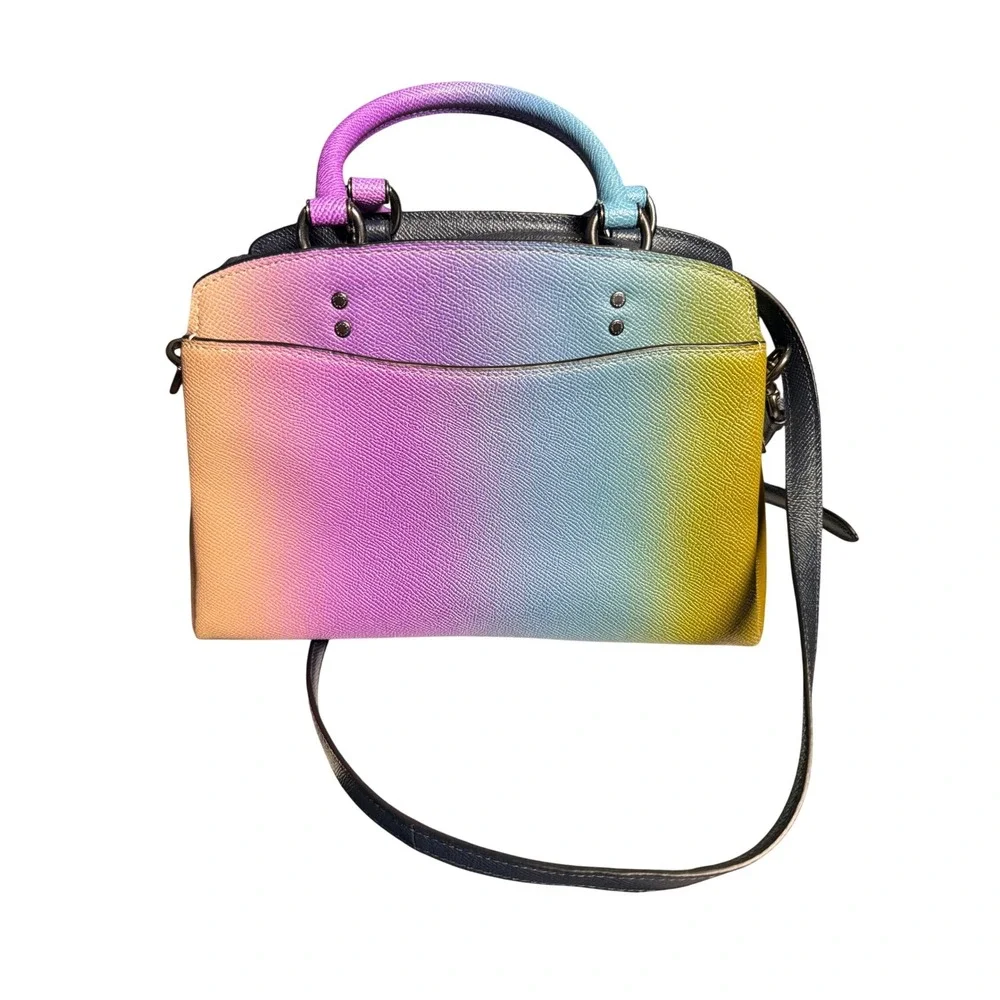 Coach Lillie Mini Carryall Rainbow Ombre Crossgrain Leather Handbag 91152 rare